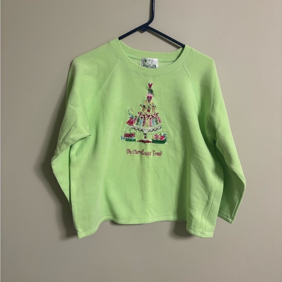 Quacker Factory Christmas Tree Sweatshirt  Embellished Embroidery Size XL Green - Picture 1 of 6